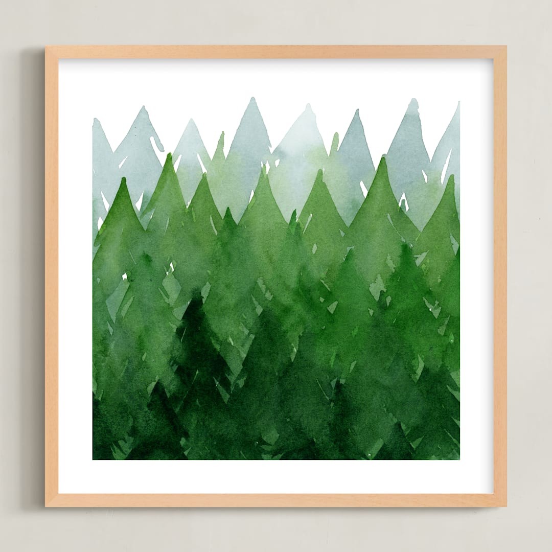 "Forest" - Art Print in Forest Green by Priscilla Lee - Framed