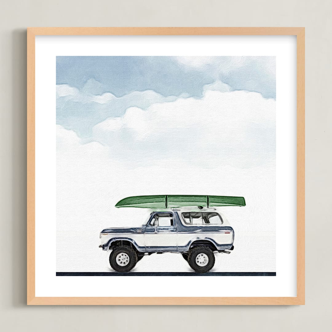 "Wild river" - Art Print in Denim by Maja Cunningham - Framed