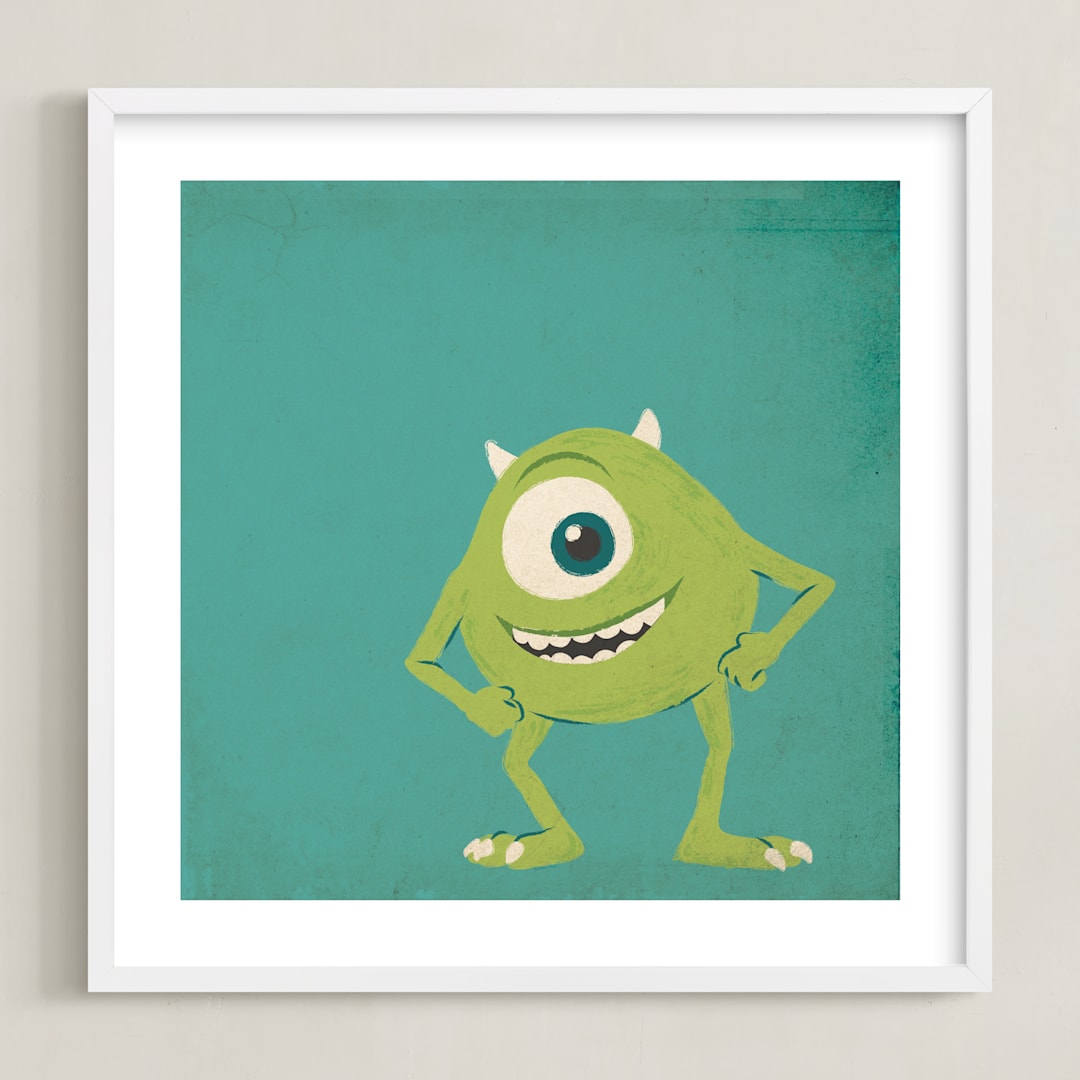 "Mike from Disney and Pixar's Monster's Inc" - Art Print in Green by Kiersten Garner - Framed