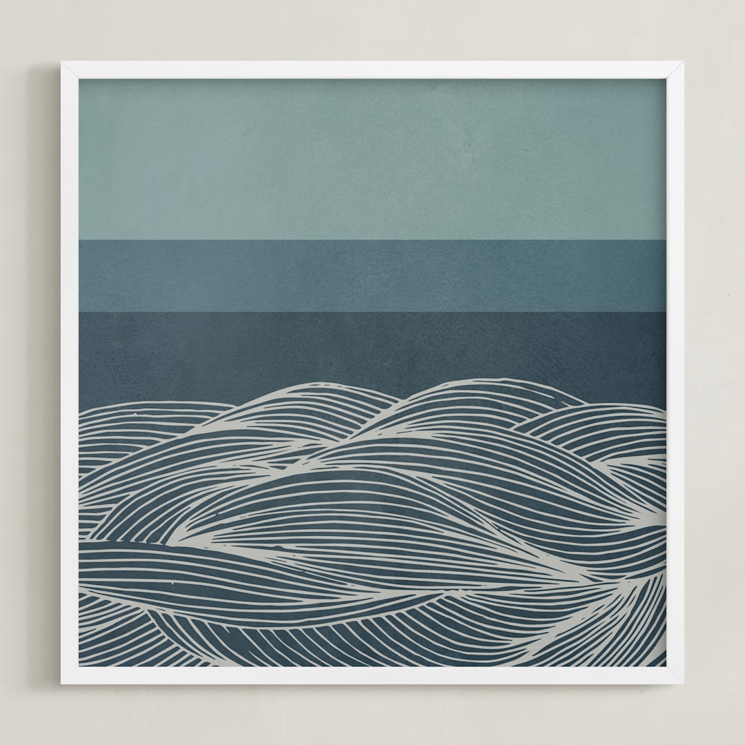"Deep Sea" - Art Print in Blue Whale by Lucrecia Caporale - Framed