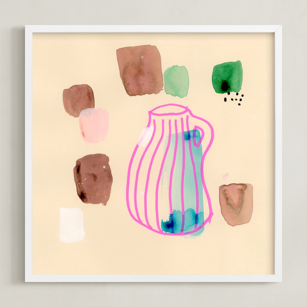"Vase Study" - Art Print in Hot Pink by Lindsay Megahed - Framed