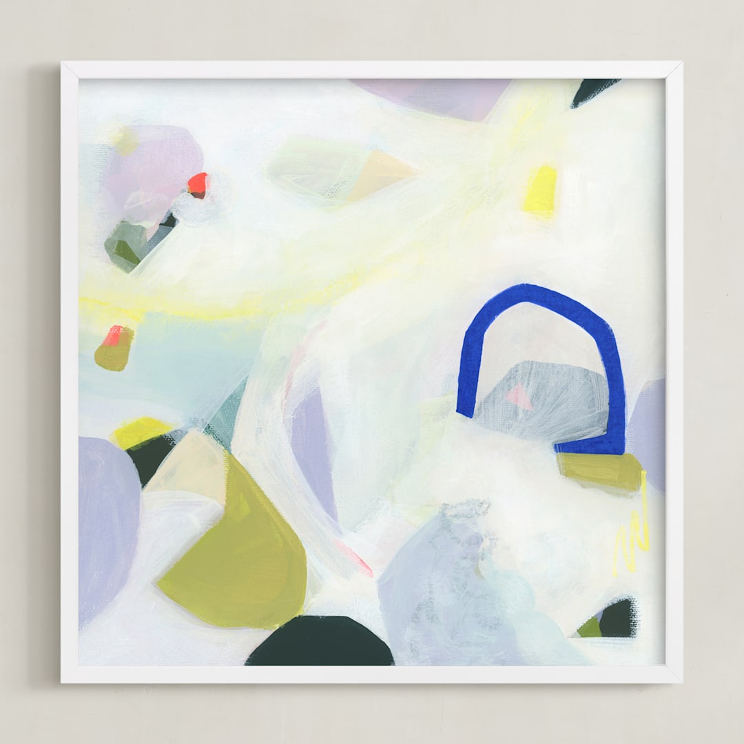 "Delicate Layers" - Art Print in Green Ivory by Eunmee Studio - Framed