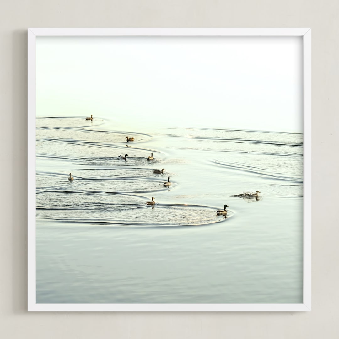 "Soft Landing" - Art Print in Lake by Debra Pruskowski - Framed