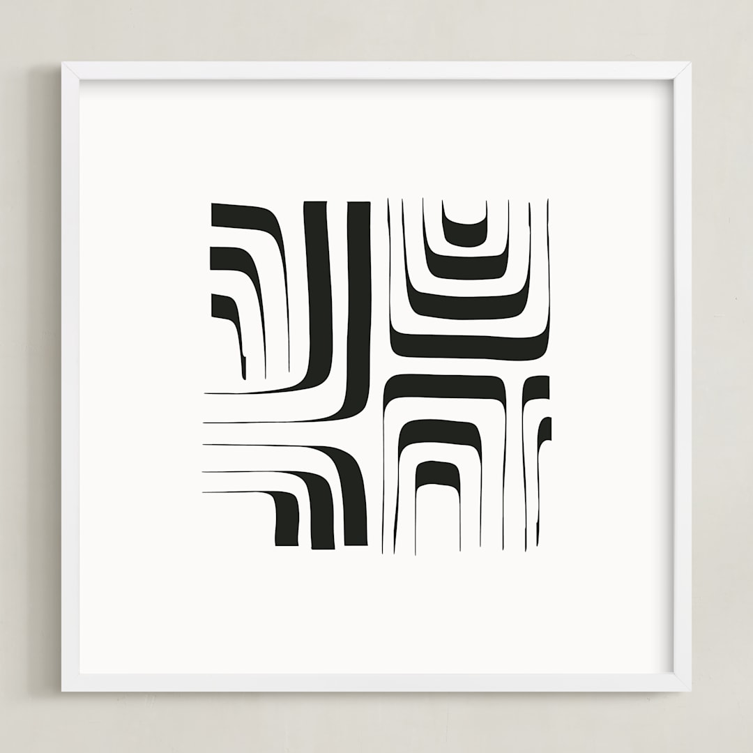 "Aligned" - Art Print in black and white by Jennifer Morehead - Framed