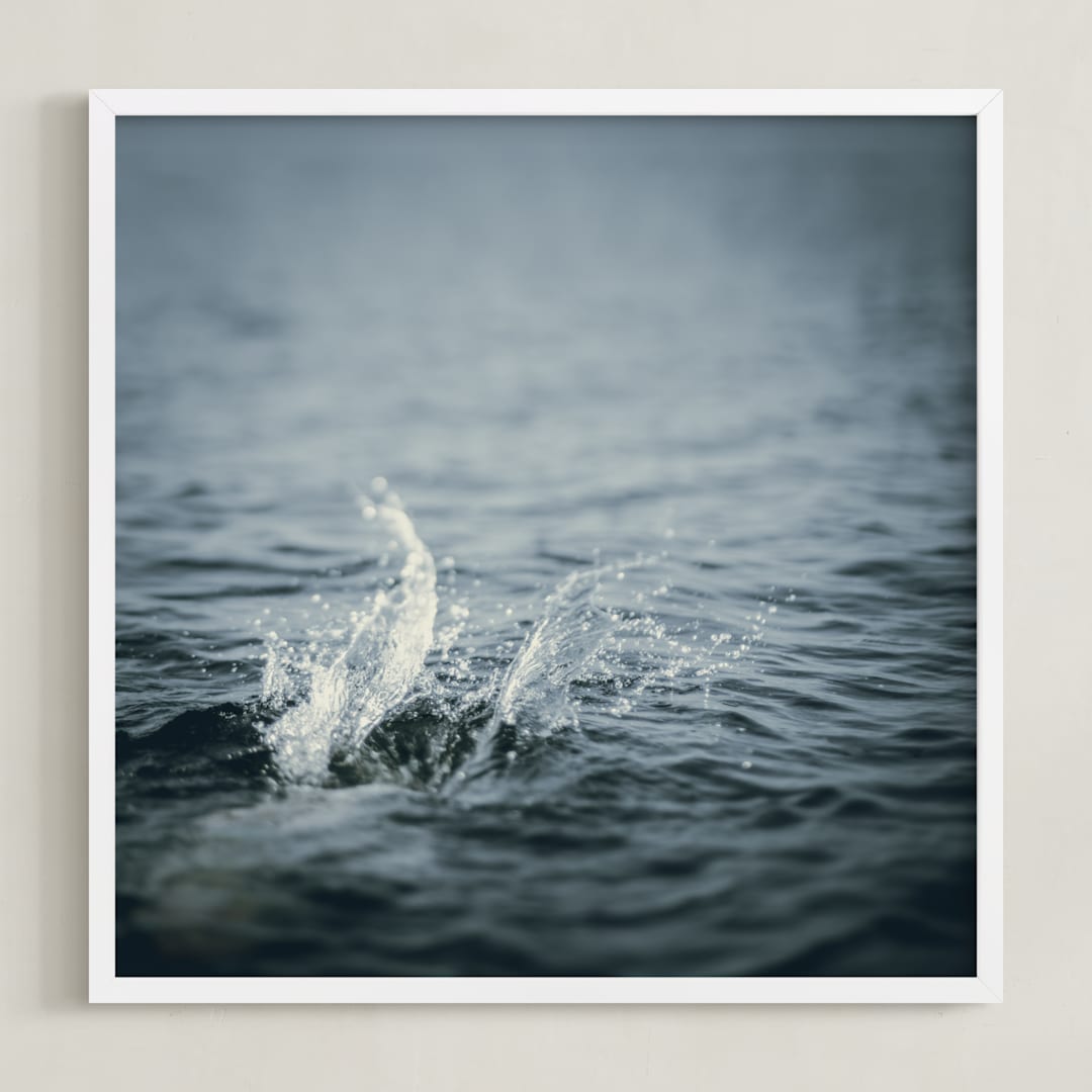 "Just off the dock II" - Art Print in Steel Blue by Jacquelyn Sloane Siklos - Framed