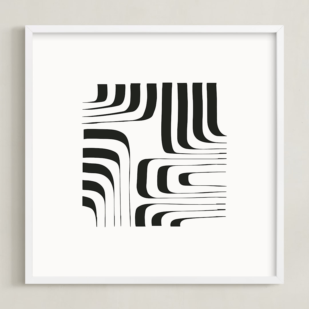 "Linear" - Art Print in black and white by Jennifer Morehead - Framed