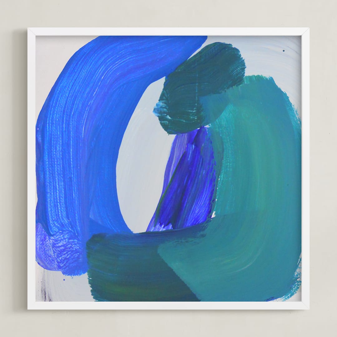 "Yield" - Art Print in blue green by Nell Waters Bernegger - Framed