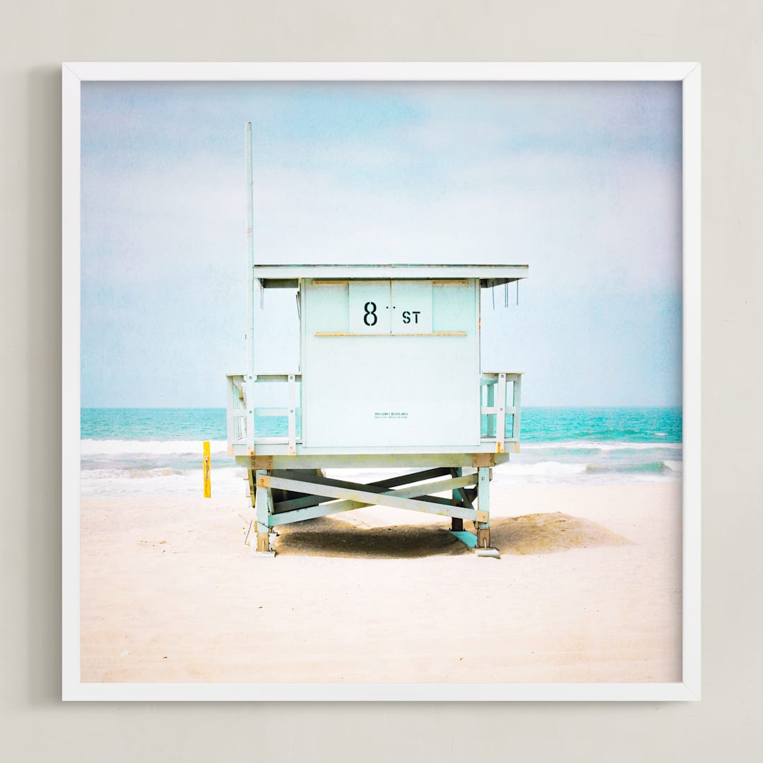 "8th Street Tower" - Art Print in Coastal Blue by Shannon Howard - Framed