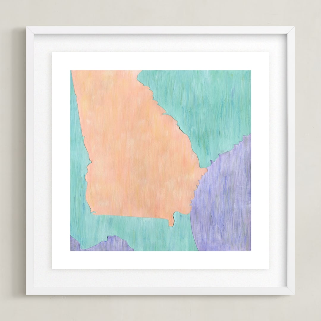 "Georgia in Paint" - Art Print in Georgia Peach by Denise Wong - Framed