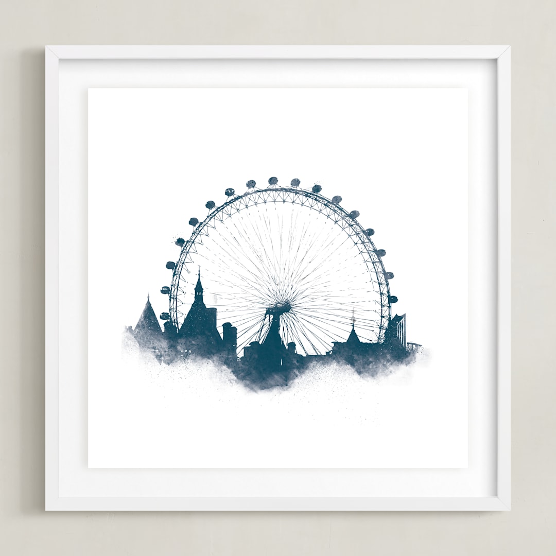 "London Eye" - Art Print in Night Sky by Paul Berthelot - Framed