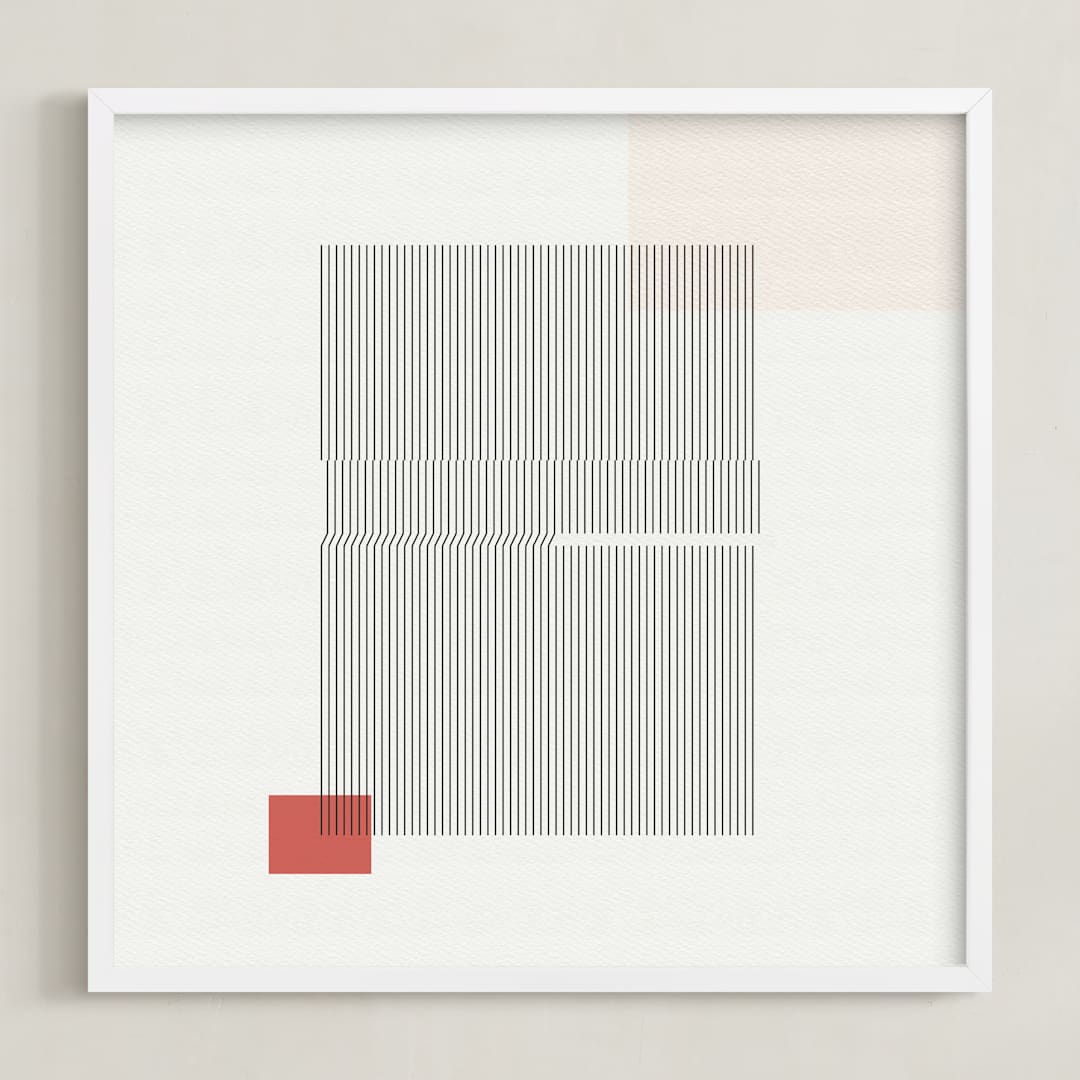 "Folded Lines" - Art Print in White by Jennifer Morehead - Framed