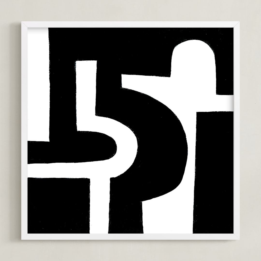 "Bold Pathways" - Art Print in Black on White by Ilana Greenberg - Framed