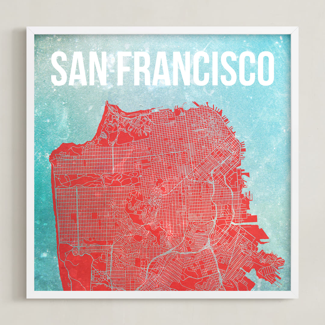 "Map of San Francisco" - Art Print in SoMa by Alex Elko Design - Framed