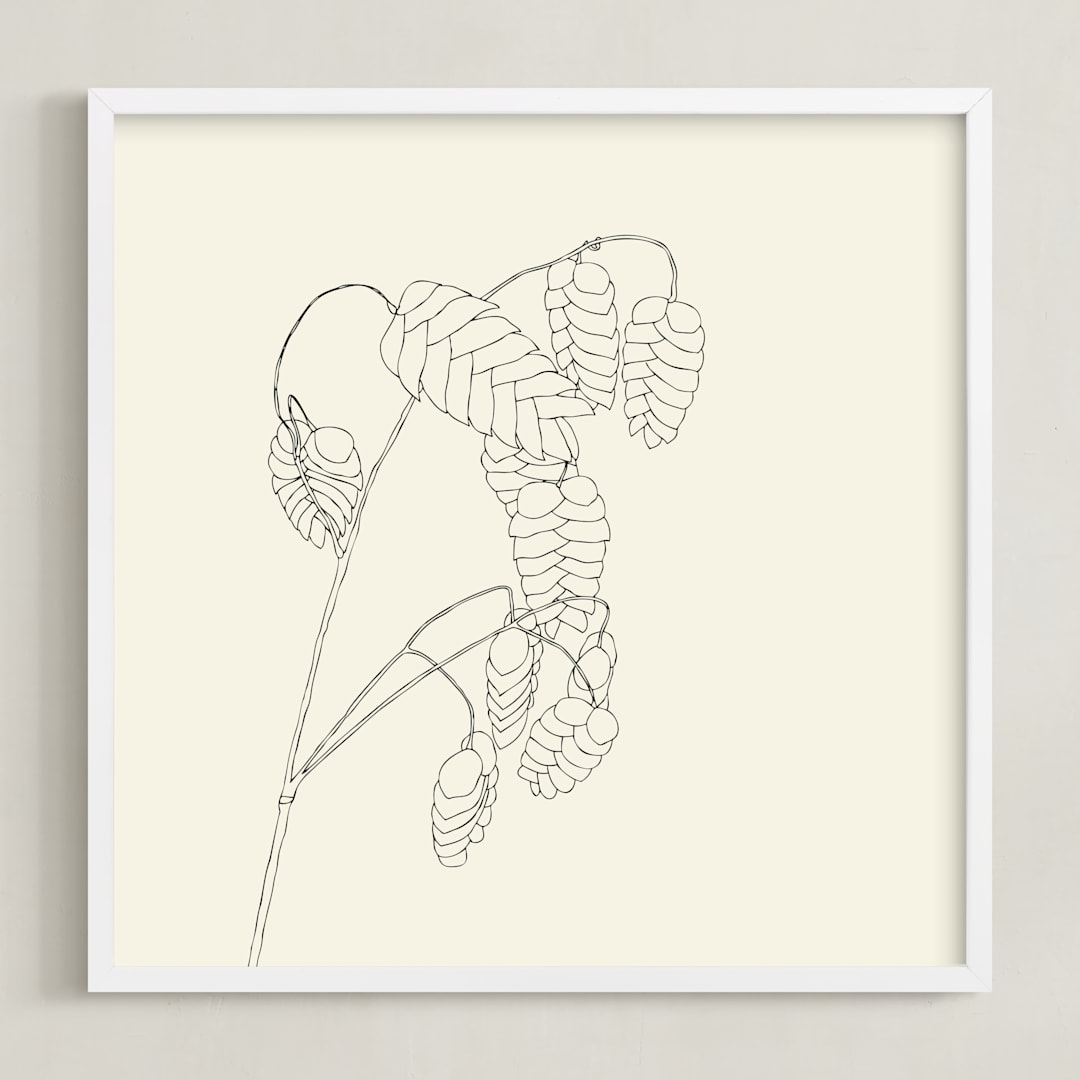 "Grass With Seed" - Art Print in charcoal on ivory by Jorey Hurley - Framed