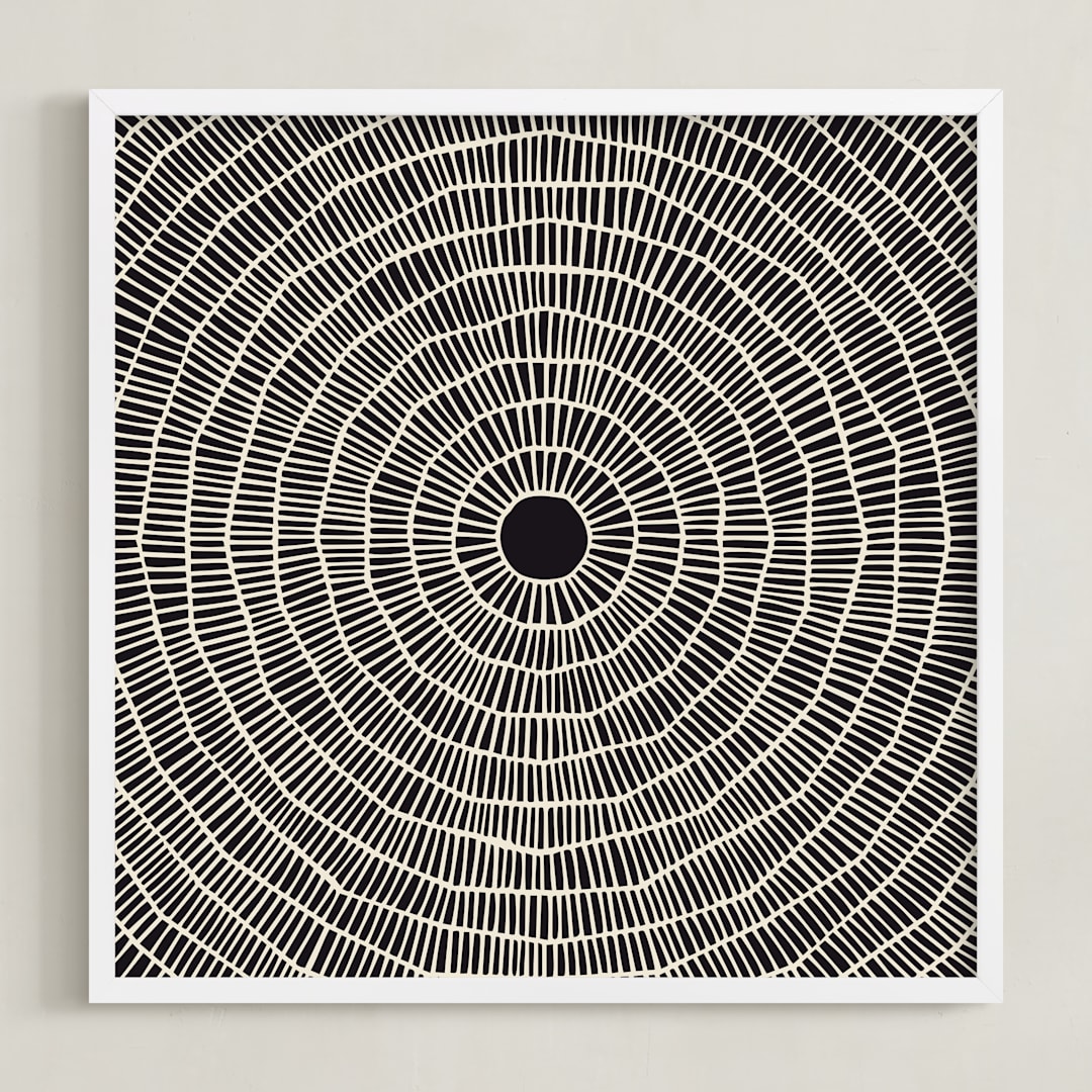 "Starburst" - Art Print in Apricot White on Blackcurrant by Leanne Friedberg - Framed