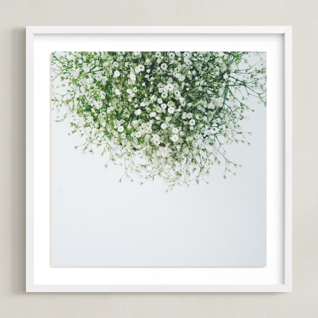 "Gypsophila" - Art Print in emerald green by Marabou Design - Framed