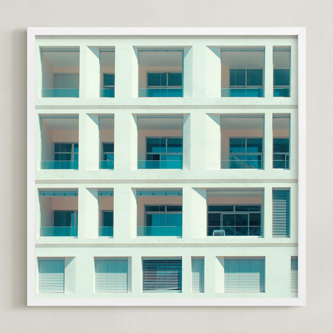 "french squares" - Art Print in Blue White by Jacob Loafman - Framed