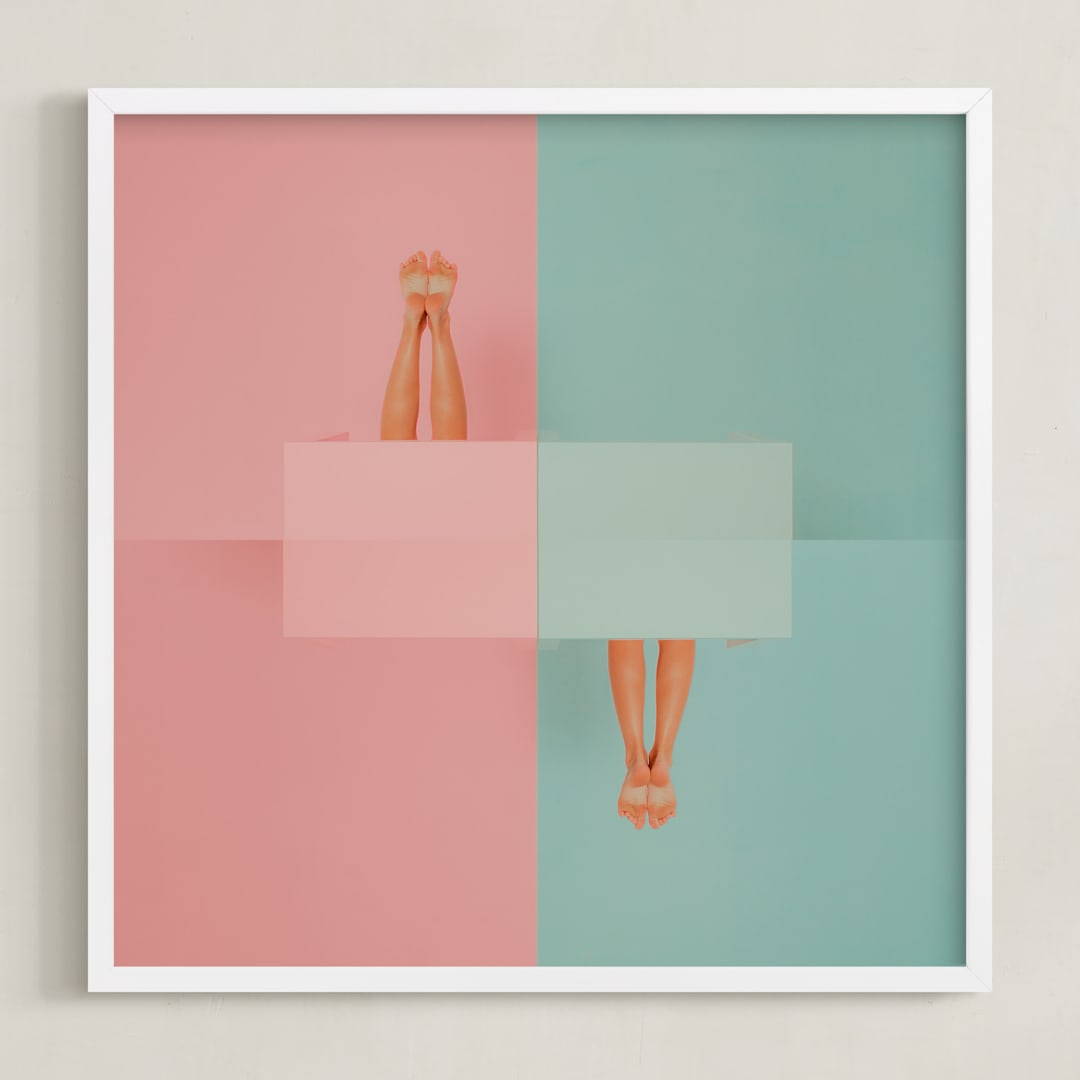 "diving into tables" - Art Print in Pink Blue by Jacob Loafman - Framed