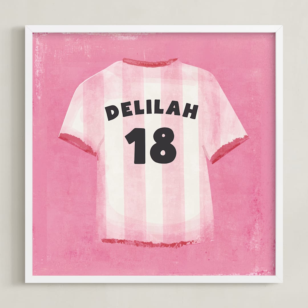"jersey girl" - Personalized Art Print in Bubblegum by Kamala Nahas - Framed