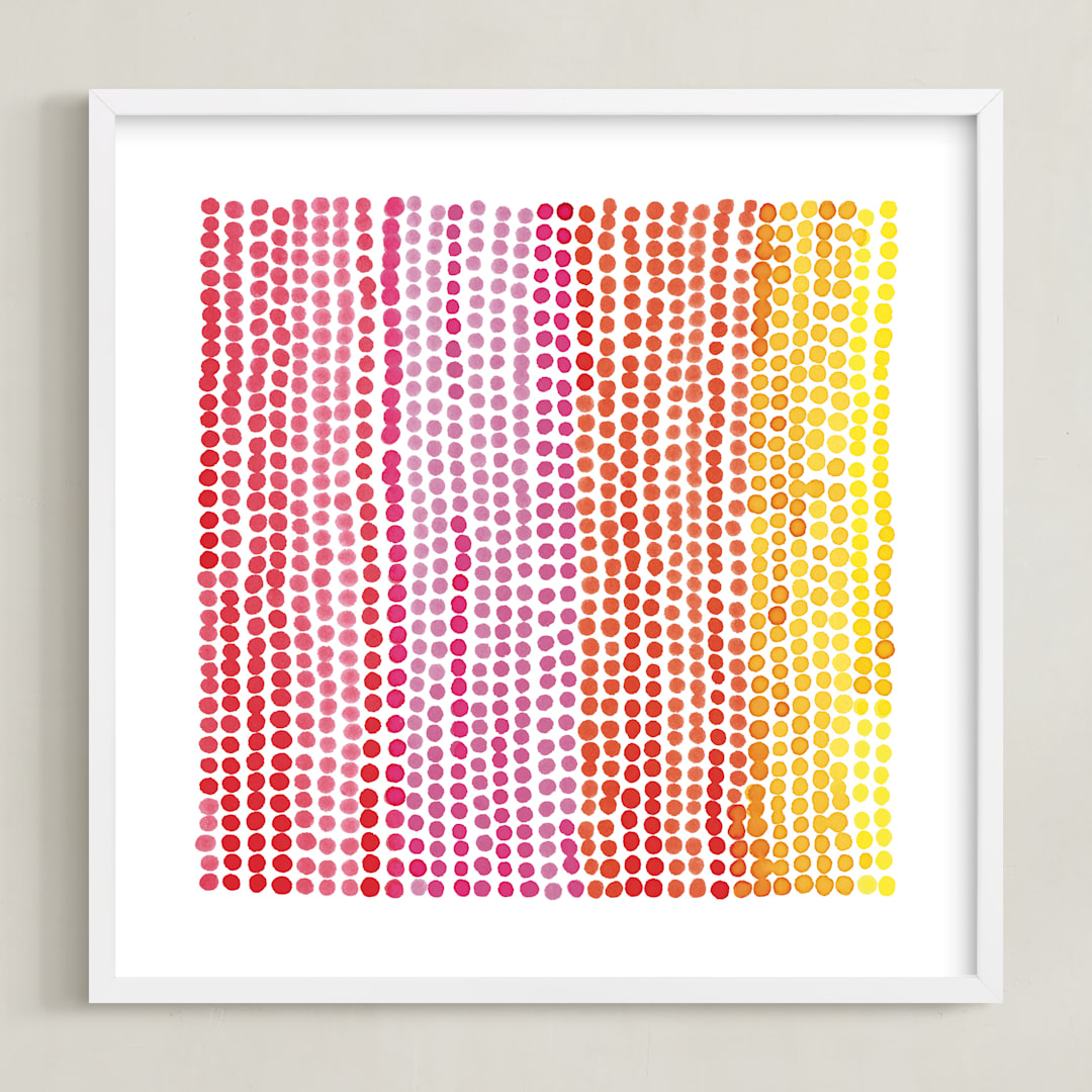 "Rainbow Dots 1" - Art Print in Cherry by Kerry Doyle - Framed