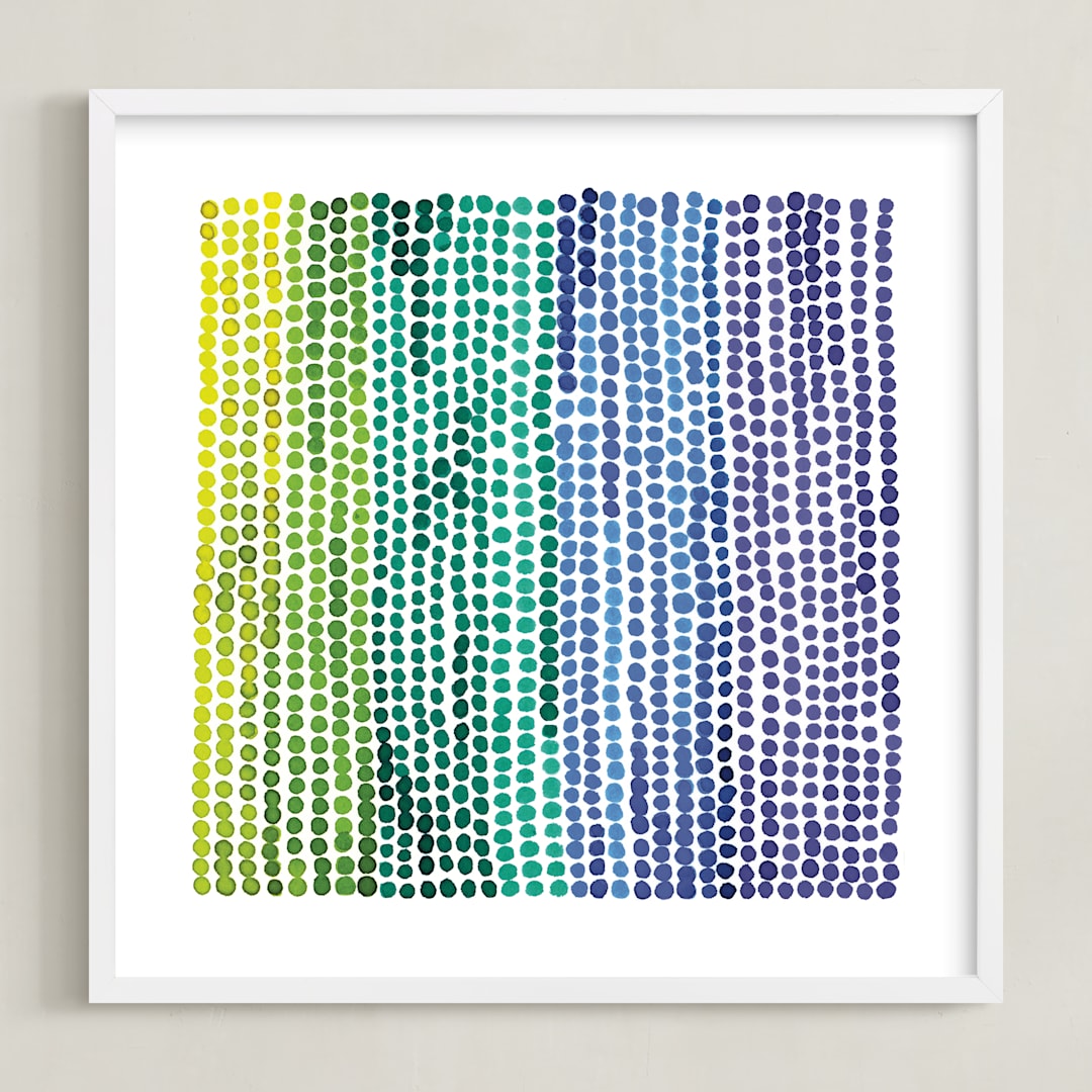 "Rainbow Dots 2" - Art Print in Sky by Kerry Doyle - Framed