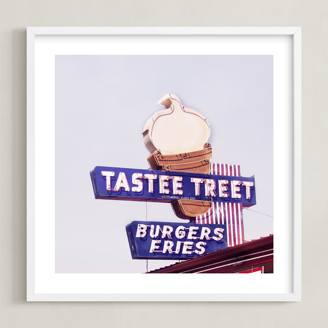 "Tastee Treet" - Art Print in tastee blue by Calais A Le Coq - Framed