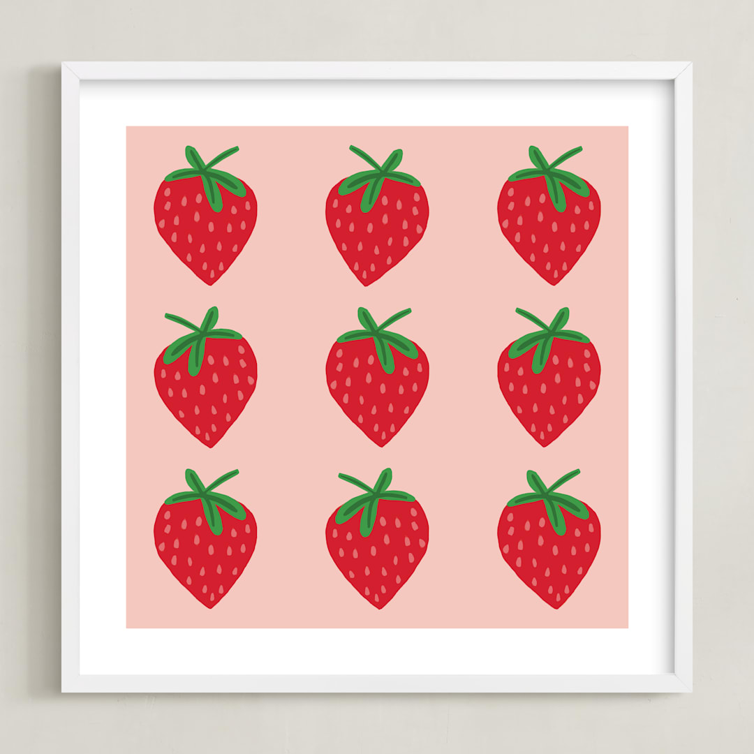 "Strawberry" - Art Print in Blush Pink by Kerry Doyle - Framed