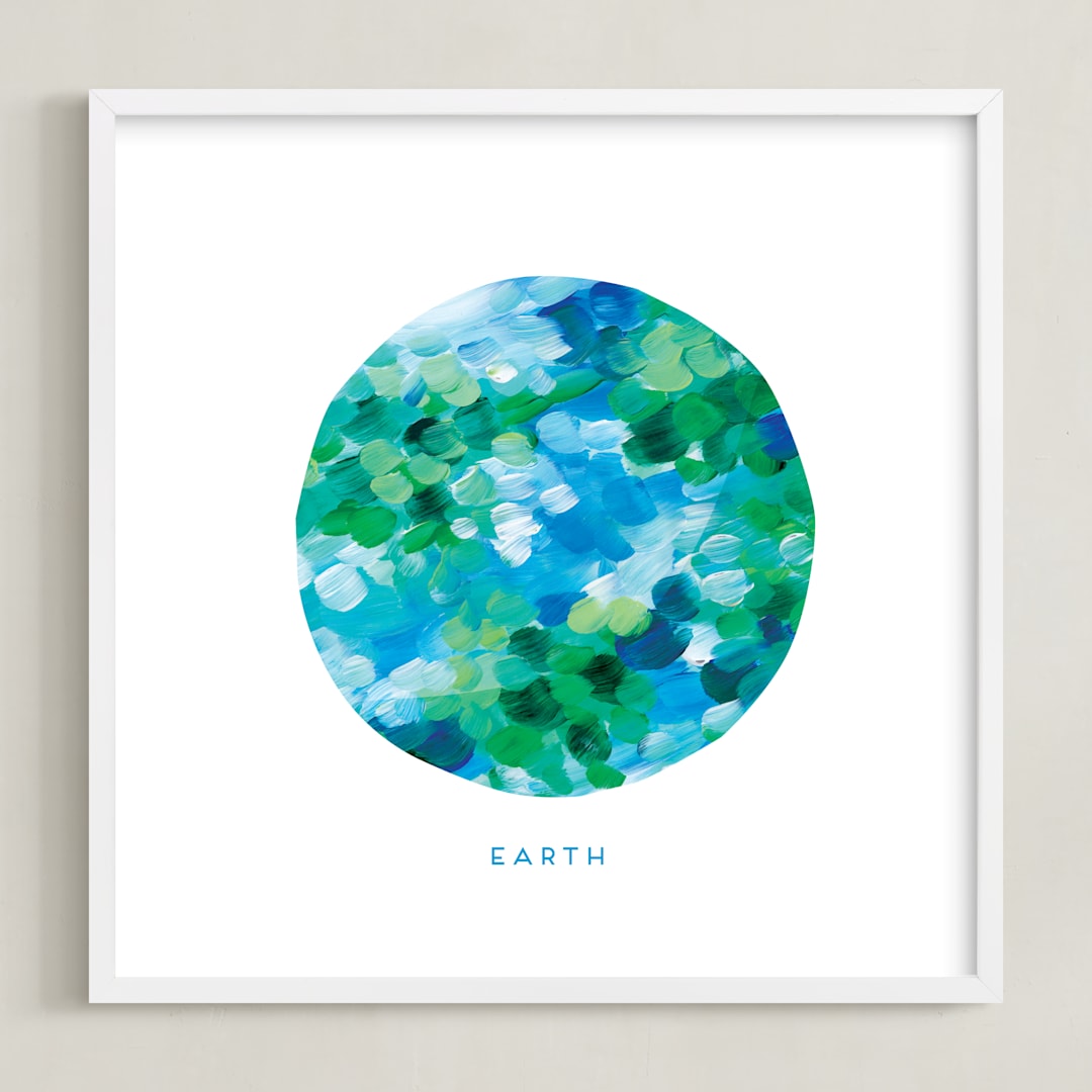 "Painted Earth" - Art Print in Ocean by Holly Whitcomb - Framed