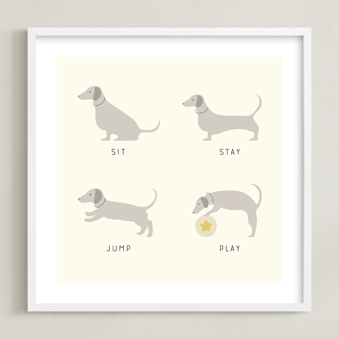"Good Dog" - Art Print in Biscuit by Alexandra Cohn - Framed