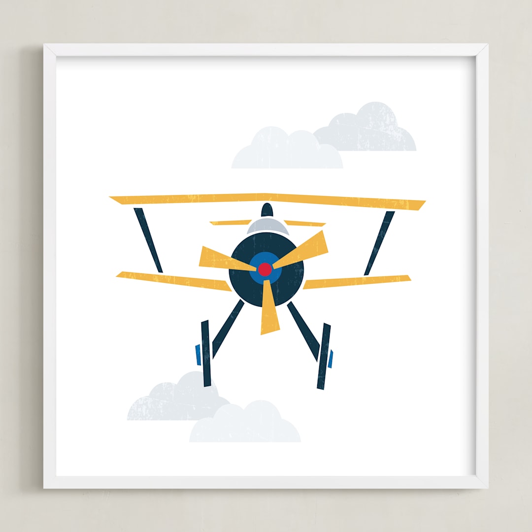 "Stacked Plane" - Art Print in Sun by Jennifer Morehead - Framed