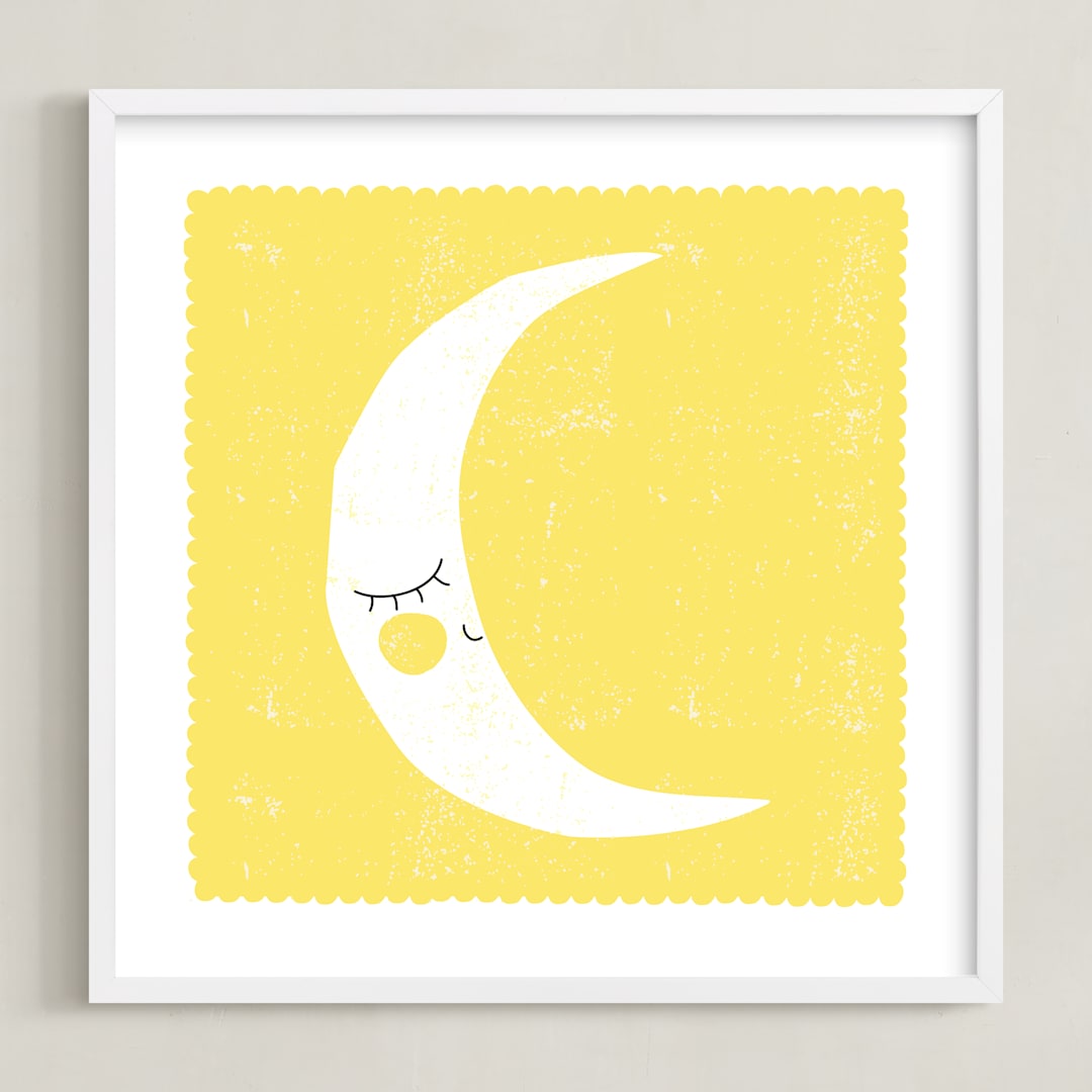 "Sleepy Moon" - Art Print in Lunar by Angela Thompson - Framed