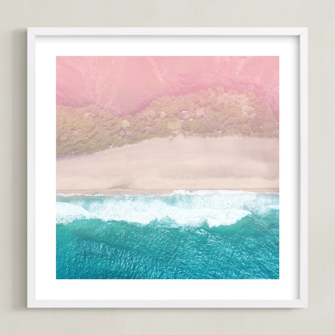 "Secret Beach" - Art Print in Color by Jessica C Nugent - Framed