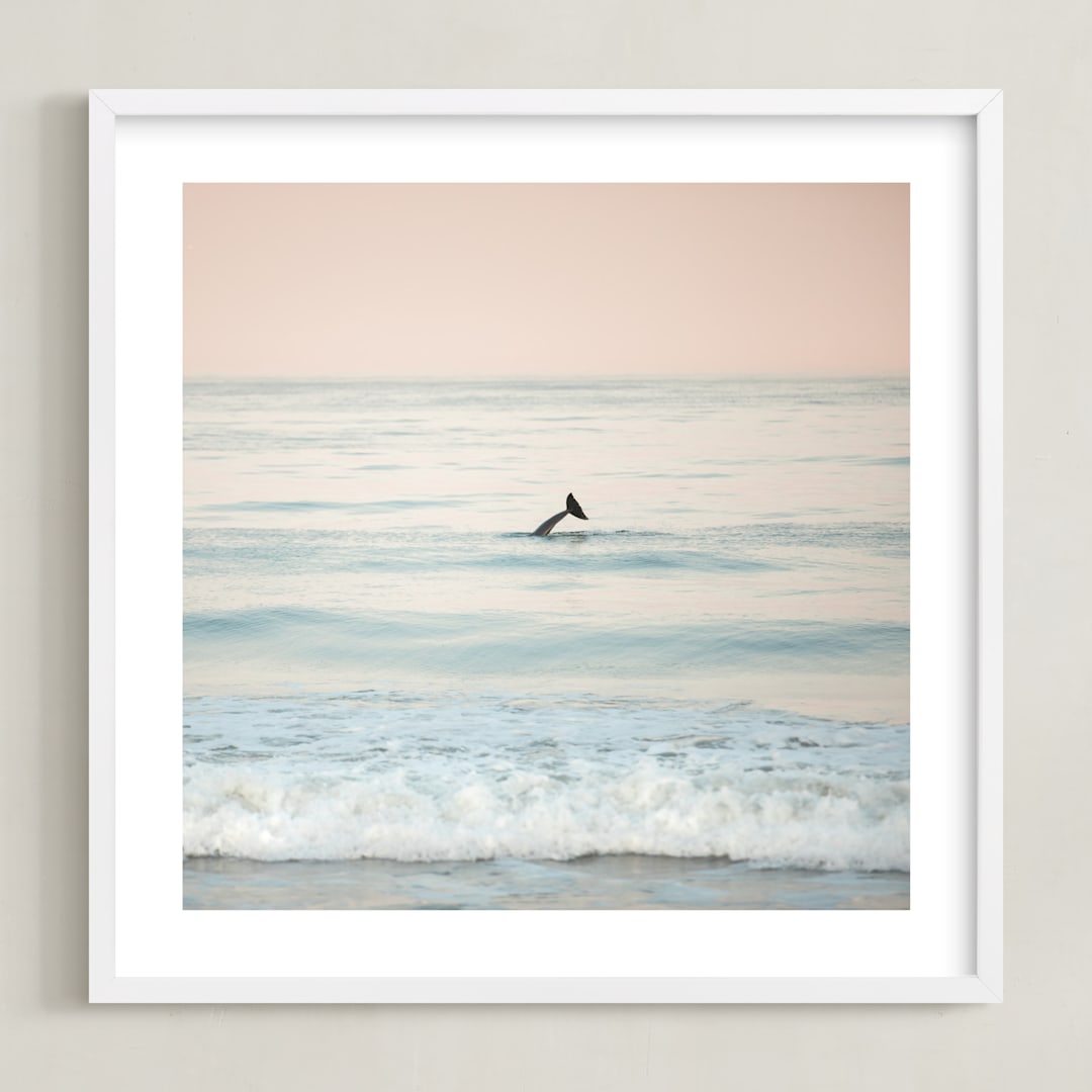 "Waving Good Morning" - Art Print in Ocean Blue by Shannon Howard - Framed