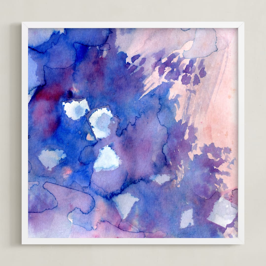 "Sky Fields 4" - Art Print in Cobalt Blue by Amelia Gluba - Framed