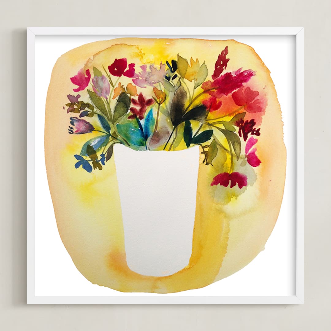 "Jardiniére I" - Art Print in gamboge by Kiana Lee - Framed