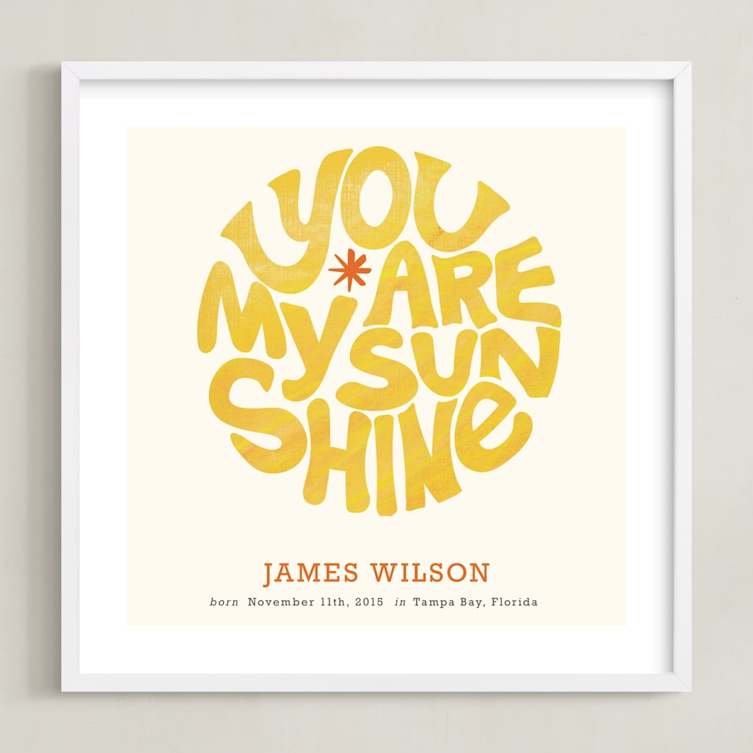 "Forever Sunshine" - Personalized Art Print in Goldenrod by Carrie ONeal - Framed