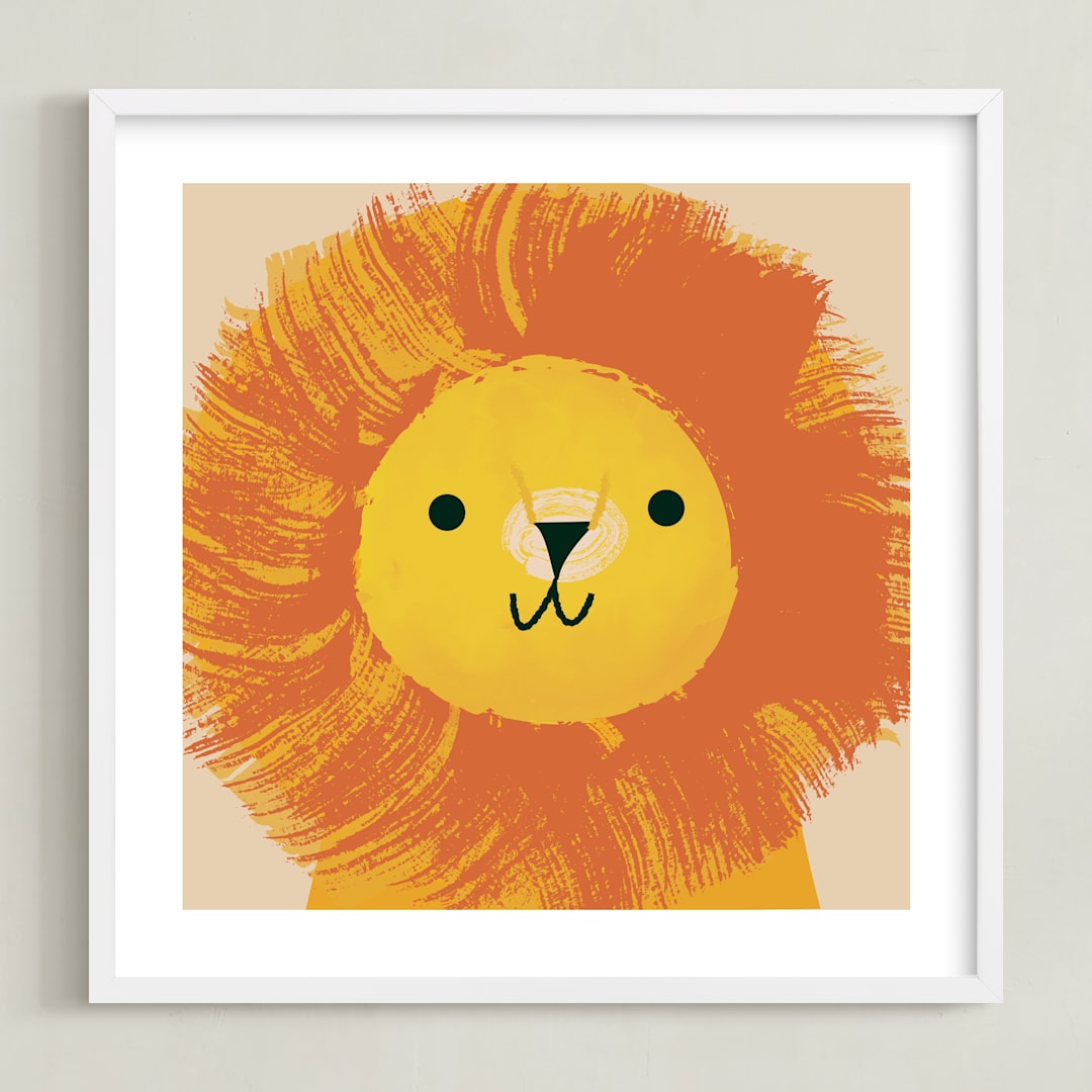 "King of the Jungle" - Art Print in Orange by Lori Wemple - Framed