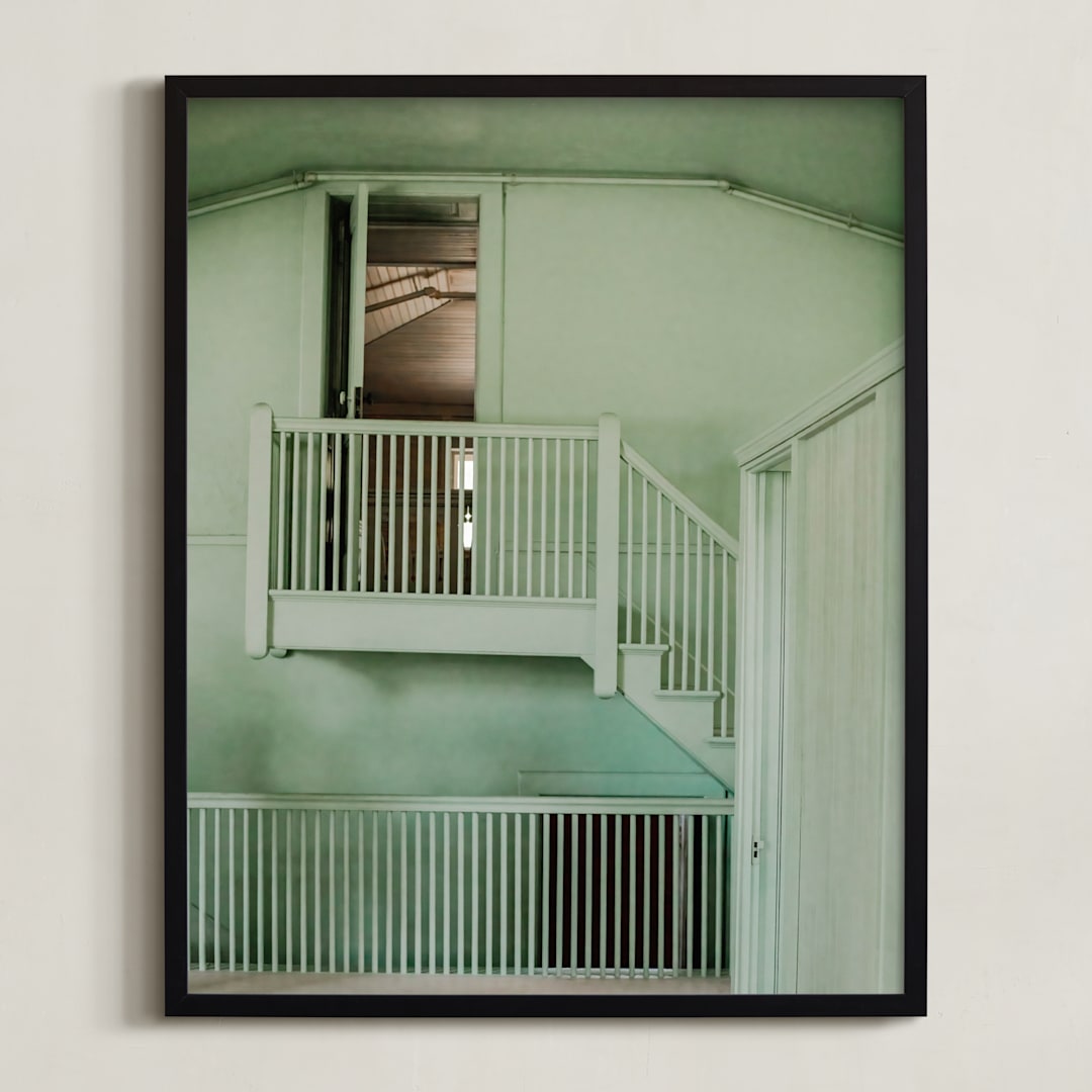 "Minty Poolhouse" - Art Print in Minty by C. Lorraine Design - Framed