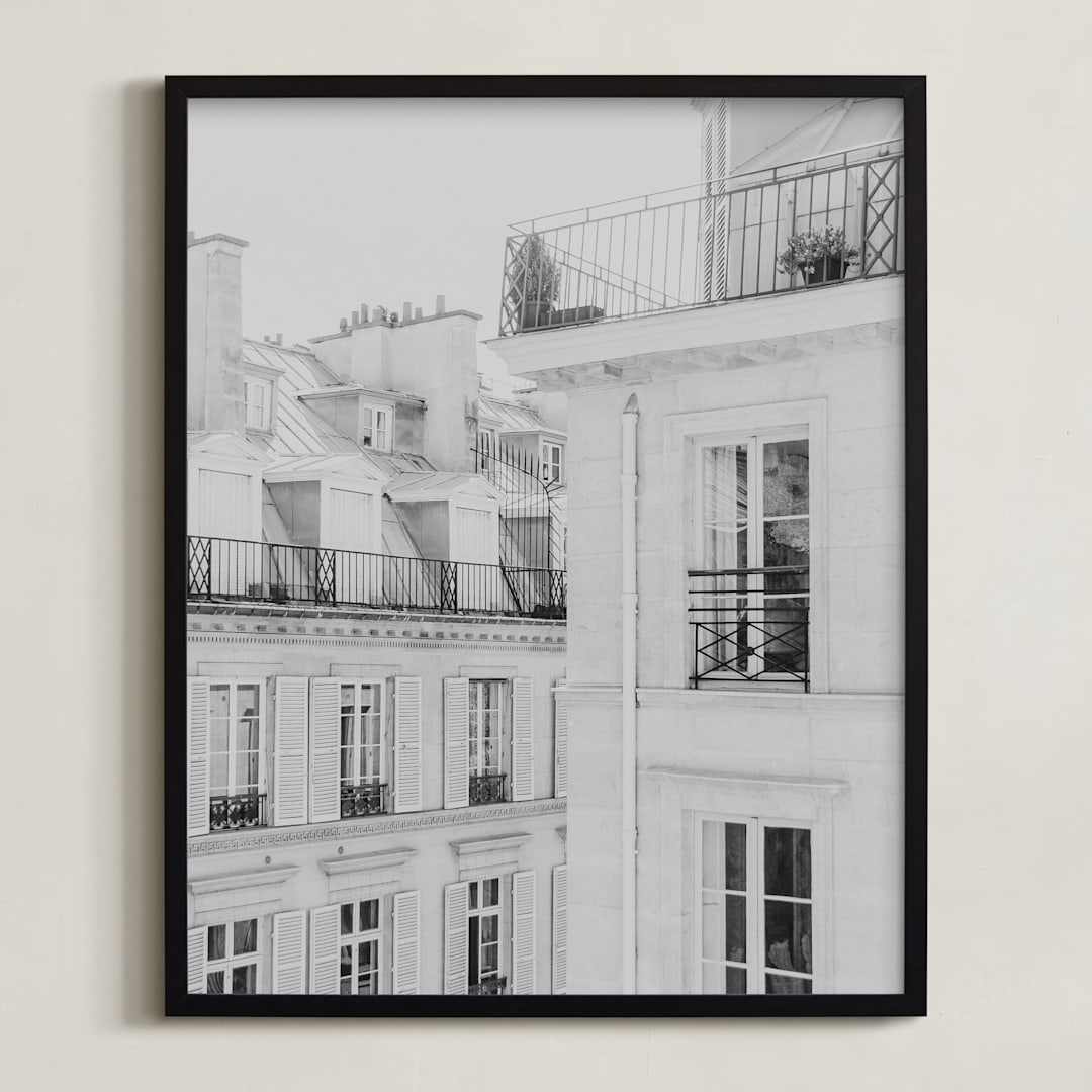 "Parisian Rooftops" - Art Print in French Gray by Lindsay Ferraris Photography - Framed