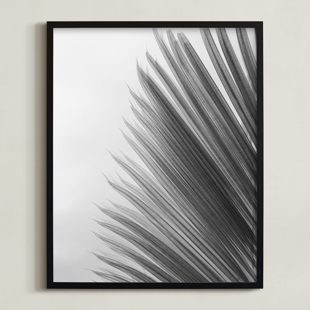 "Palm leaves 1" - Art Print in black and white by Eliane Lamb - Framed