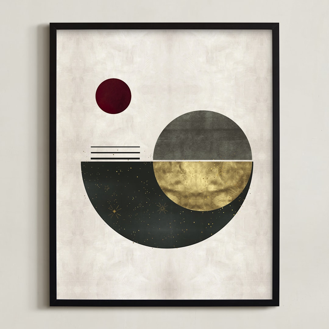 "The Eclipse" - Art Print in Vintage Gold by Faiza Khan - Framed