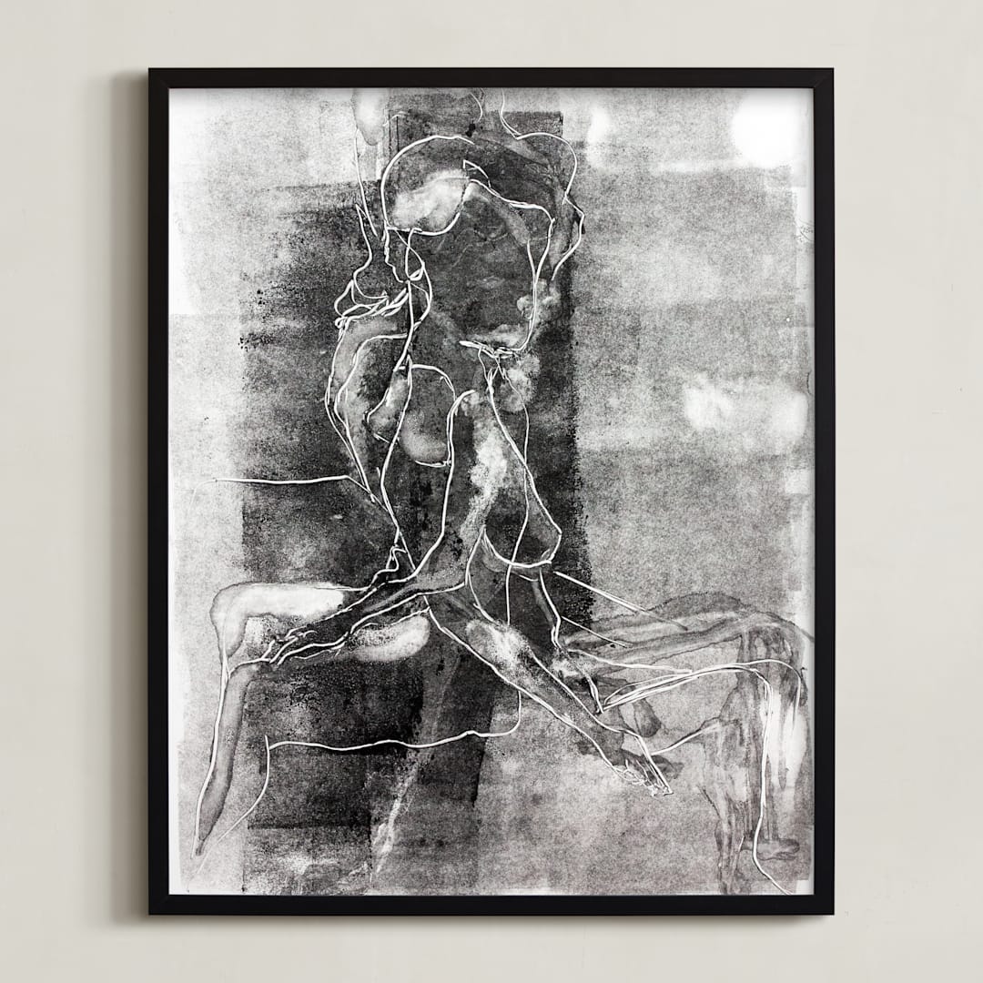 "Figure on Figure" - Art Print in Noir by Allison Belolan - Framed