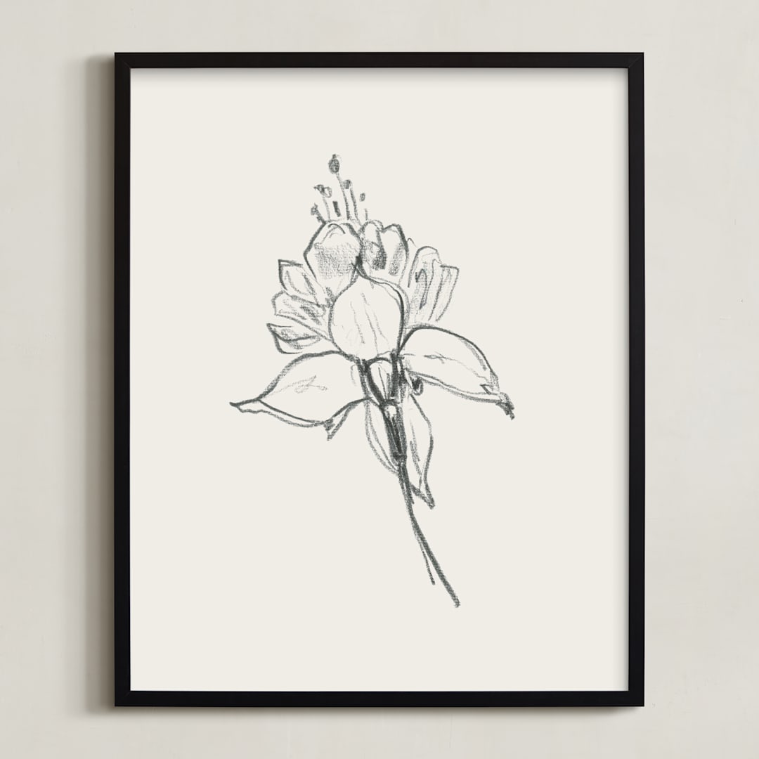 "Fuchsia 2 of 2 Diptych" - Art Print in off white / black by Miranda Mol - Framed