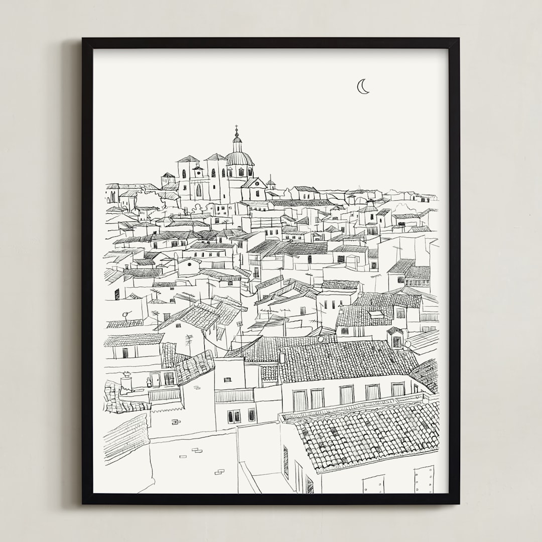 "Toledo" - Art Print in Graphite by Adelyn T. - Framed