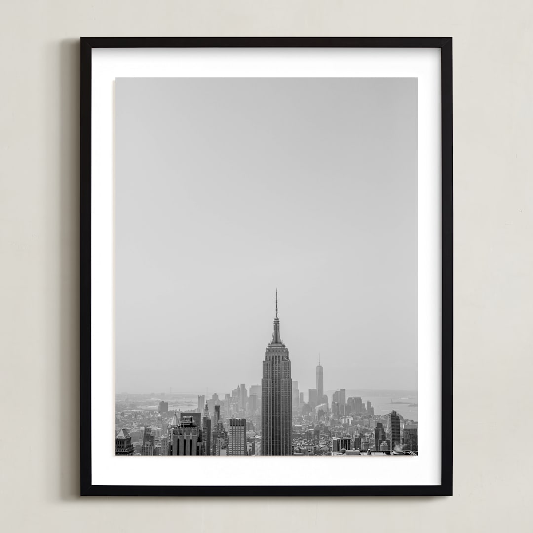 "NYC" - Art Print in black and white by Shannon Kirsten - Framed