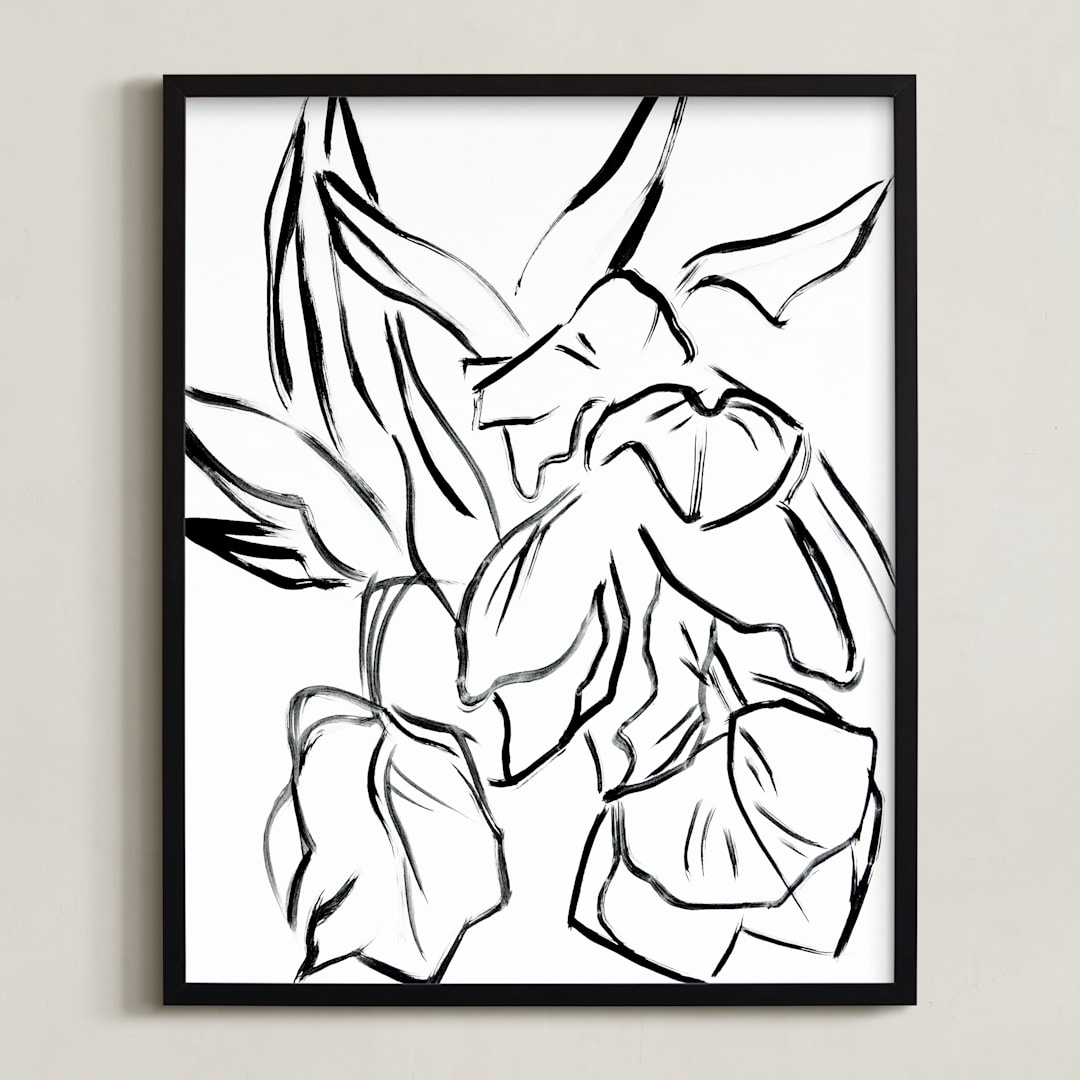 "Parrot Tulips" - Art Print in Black by Lynne Millar - Framed