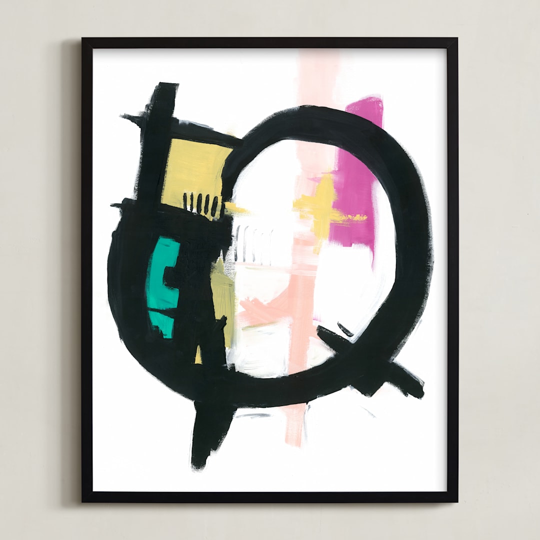"Serendipity" - Art Print in soft peach by Ilana Greenberg - Framed