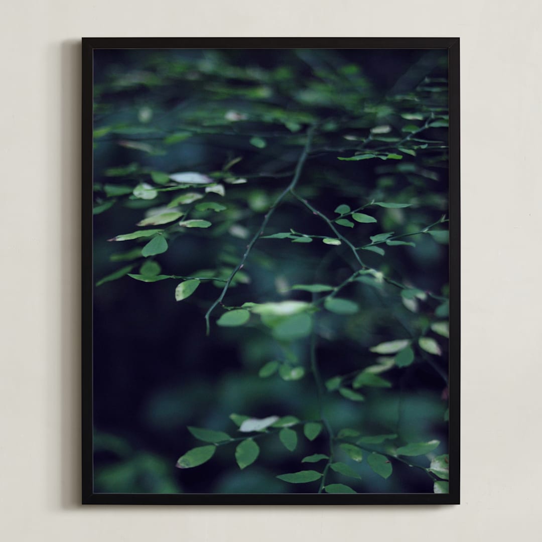 "Forest Focus" - Art Print in Deep Blue-Green by Satpreet K - Framed
