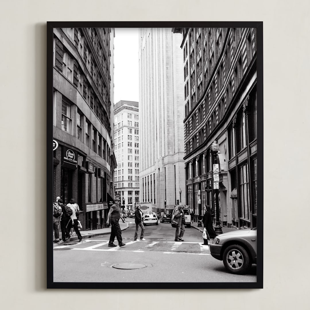 "Downtown IV" - Art Print in Black & White by Erin Beutel - Framed