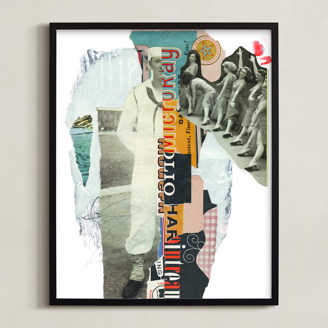 "Chorus Line Arnold" - Art Print in Taupe by Misty Hughes - Framed